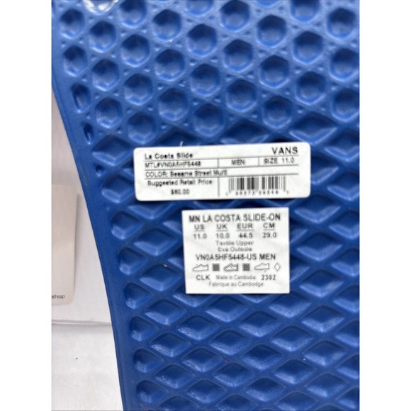 RARE VANS X SESAME STREET ERNIE AND BERT SLIDES Blue Men's Size 11 - Picture 12 of 12